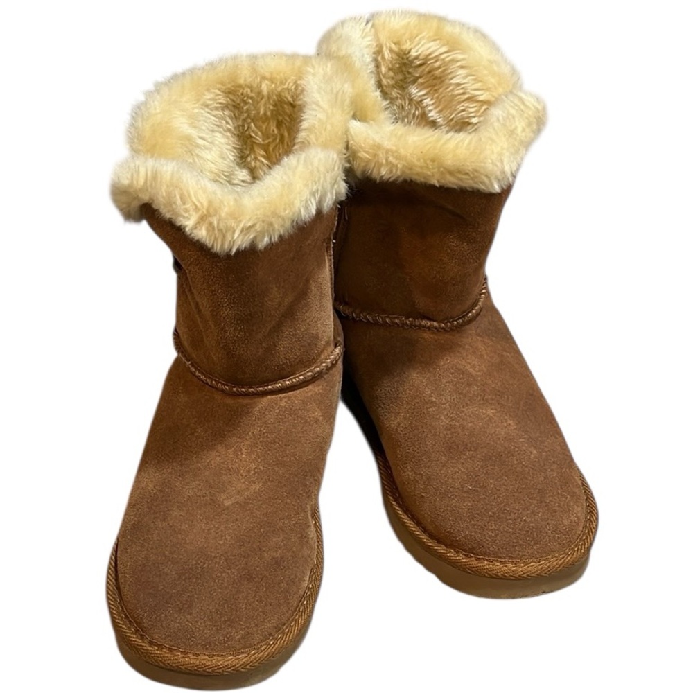 STYLE & CO. TINYTAN SUEDE LEATHER FAUX FUR BOOTS CHESTNUT BROWN SIZE 7